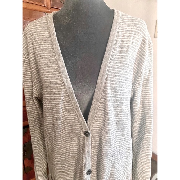JAMES PERSE FEATHERWEIGHT STRIPED GRAY FRENCH TERRY-L SZ3 in Perse-runs like M - Picture 5 of 7
